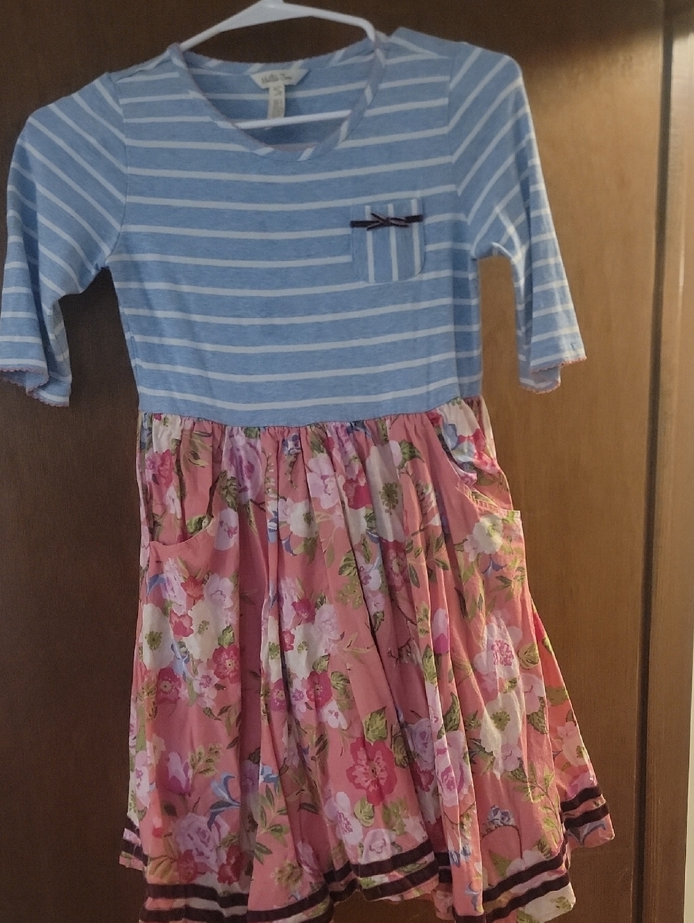 adidas Blue Striped Top with Pink Floral Skirt Kids Dress